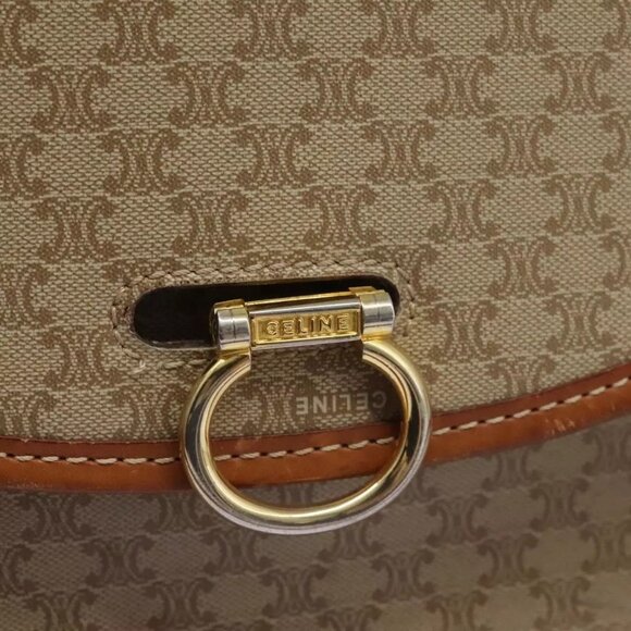 CELINE Macadam Canvas Shoulder Bag Beige Gold Auth - Picture 3 of 16
